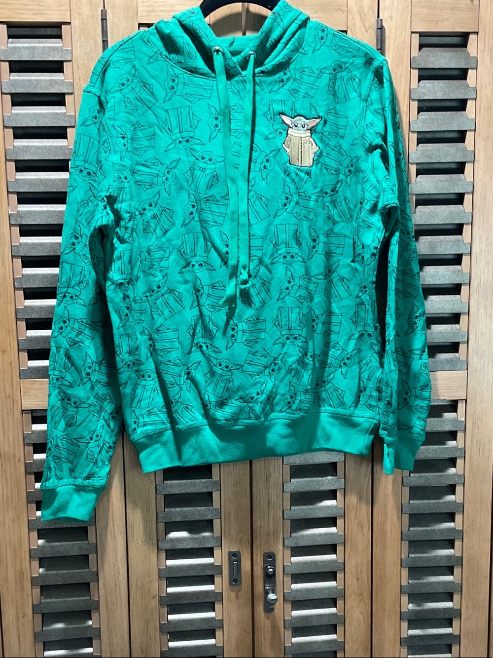 Green Graphic Hoodie Sweater with Character Patch